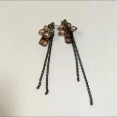 パール調ビーズ、チェコビーズのピアス ハンドメイド