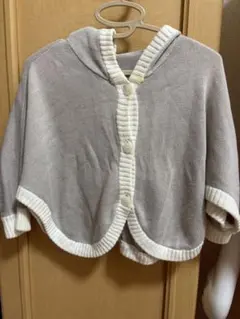 COMME CA ISM フード付きニットポンチョ