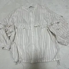 niko and ... ストライプフリル五分袖シャツ M