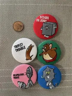 トムとジェリー　刺繍缶バッジ　5個セット