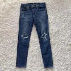 AZUL　ダメージデザインスキニーデニムパンツ　L　ブルー　ダメージ◆A1418