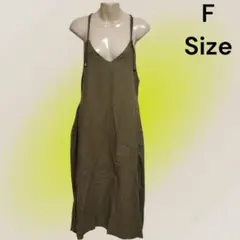 美品 r.p.s キャミワンピース カーキ Fサイズ ゆったり体型カバー★075
