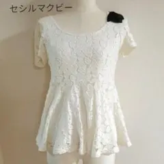 セシルマクビー　レース　半袖トップス　カットソー　Mサイズ