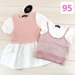ベビー キッズ 95cm 女の子 ピンク まとめ売り 半袖 ブラウス Tシャツのサムネイル