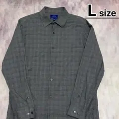 USA古着　長袖シャツ　L　チェック柄　グレー　スリムフィット　APT.9