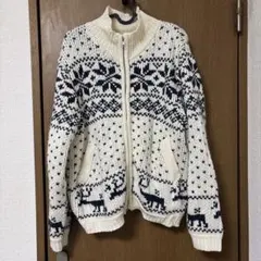 CPCM ノルディック柄 ジップアップニット