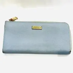 Y509-102 FURLA フルラ　ラウンドファスナー 長財布 ライトブルー