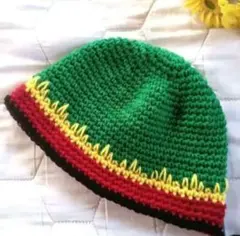 1 クラッシャーハット　バケットハット　ラスタカラー　クロシェハット