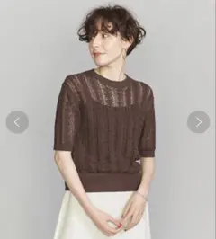 BEAUTY&YOUTH レーヨンコットンクロシェ ショートスリーブニットのサムネイル