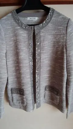 ニット ノーカラージャケット