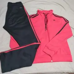 adidas ジャージ上下セット M ピンク/ブラック