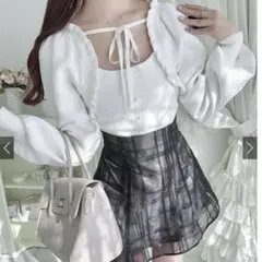 GRL フリルリボンボレロキャミソールニットアンサンブル mb1590