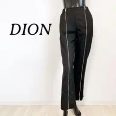 [DION] デザインパンツ ブラック サイドフルジップ ウエストゴム モード系