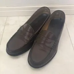 ハルタ　ブラウン レザー ローファー ヒール有　24.5cm
