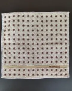 レノマ　タオル地ハンカチ ドット柄