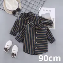 海外子供服 韓国子供服 ボーダー ストライプ シャツ 長袖 M 90