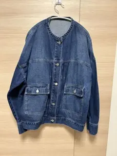 andMe デニムジャケット　ノーカラー