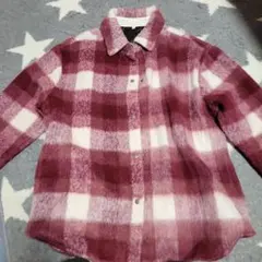 赤と白のチェック柄シャツジャケット Mサイズ