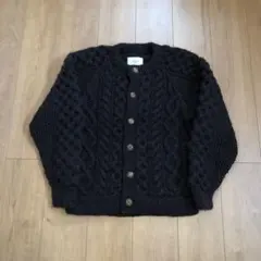HARVESTY 手編みケーブルニットカーディガン ブラウン
