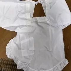 ホワイト レース装飾 割烹着 M