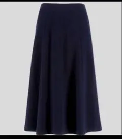 ネイビーフレアスカート ウールブレンドジャージーボリュームスカート S ユニクロ