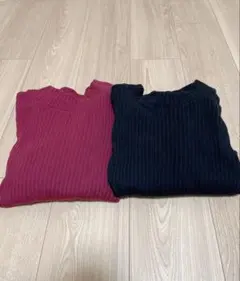 LEPSIM レプシム コットンハイネックプルオーバー 2枚 ボルドー 黒 M