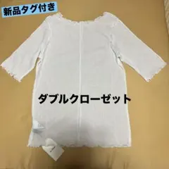 ダブルクローゼット　半袖カットソー　透け感　白　フリー　新品タグ付き　値下げのサムネイル