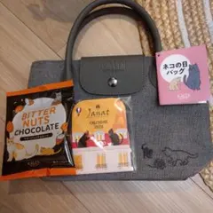 カルディ　猫の日バッグ　グレーミニトートバッグ　カレンダー2026　チョコ