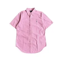 ラルフローレン 90s ギンガムチェック BD半袖シャツ ピンク M クラシック