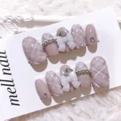現品セール】ネイルチップ♡ピンクベージュ 量産型地雷韓国ワンホン