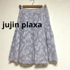 十仁プラザ Jujin Plaxa 花柄フレアスカート ブルー　レディース L