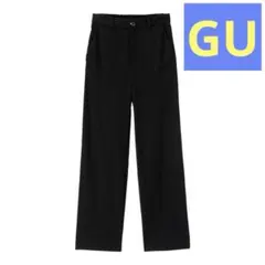 ★GU★カットソーストレートパンツ ワイドパンツ レディース ブラック