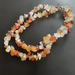 天然石チップネックレス オレンジクリア