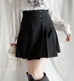 NOMAE ノーマエ サイドプリーツミニスカパン ミニスカート ブラック