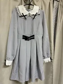 グレー フレアワンピース レース襟 DearMyLove