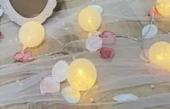 LED 코튼 볼 라이트 간접 조명 인공 꽃잎 핑크