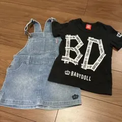 BABYDOLL Tシャツ デニムサロペット 2点セット　100のサムネイル