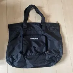 COMME CA ISM ポケット付きエコバッグ ブラック