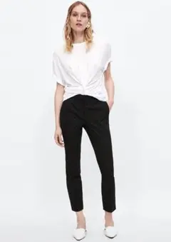 新品☆ZARA ザラ ドット柄スキニーパンツ ブラック