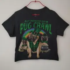 ST. PATRICKS DAY PUG CRAWL Tシャツ 裾切りっぱなし