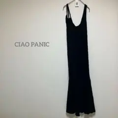 【チャオパニック】美品　ブラック ロングワンピース フリーサイズ　b570