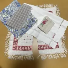 コットン生地セット 花柄・チェック柄・刺繍入り