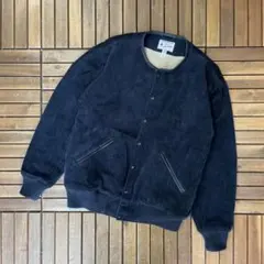 美品 BUT WIN コーデュロイ ノーカラージャケット レザーパイピング
