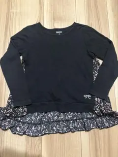 TORIDORY 子供服 花柄長袖カットソー チュニックリボン柄 ワンピース