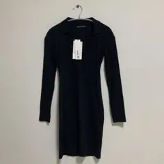 ZARA 襟付きリブワンピース　タイトワンピース　長袖