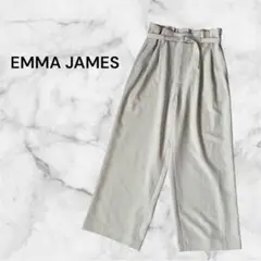 エマジェイムズ ツータックワイドパンツ ウエストベルト 軽やか ベージュ M