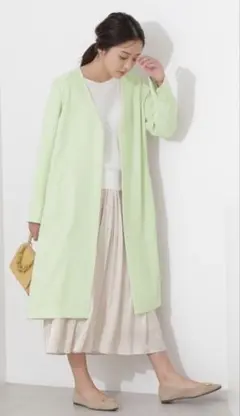 新品★ナチュラルビューティーベーシック　スプリング　ロング　コート Vネック