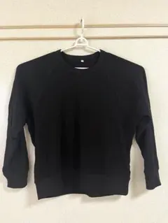 無印良品ワッフル編みクルーネックTシャツ　XL 長袖　黒