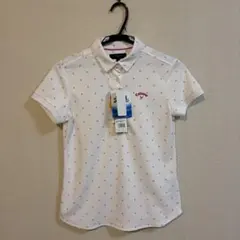 Callaway ドット柄ポロシャツ 半袖 ホワイト M