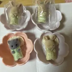 赤ちゃん&お花のベッドセット　みるくうさぎ　ペルシャねこ